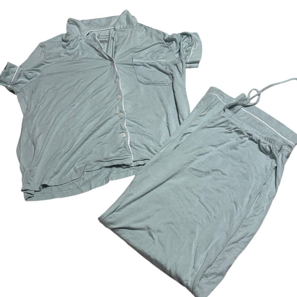 Cupcakes and Cashmere Simply Cool 2-Piece Pajama PJ Set Large Green Teal Cozy